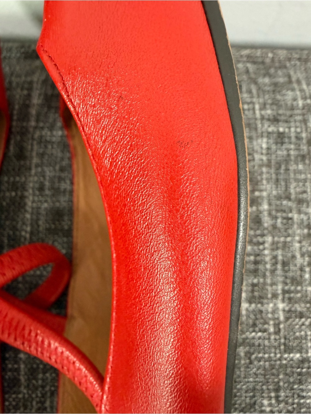Madewell The Greta Ballet Flat Kilt Red Leather Mary Jane Square Toe Size 6.5 - Picture 8 of 11